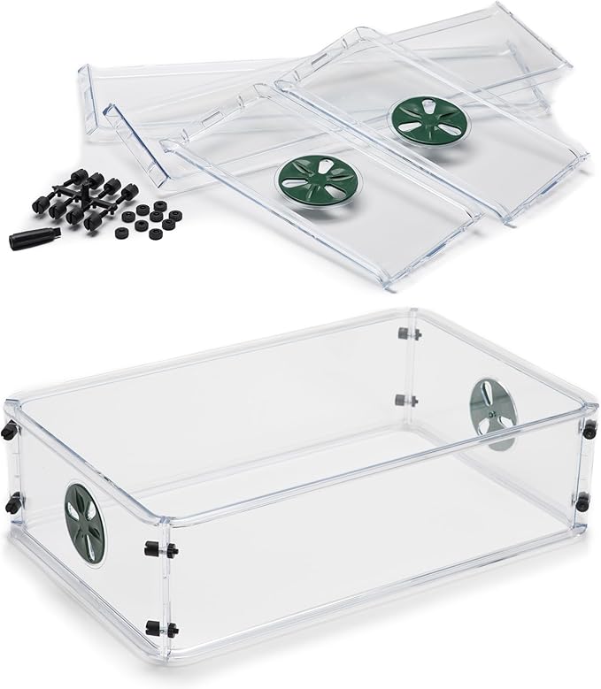 EarlyGrow Medium Seed and Herb Domed Propagator with Vented Side Height Extension and Security Clip Set,Green