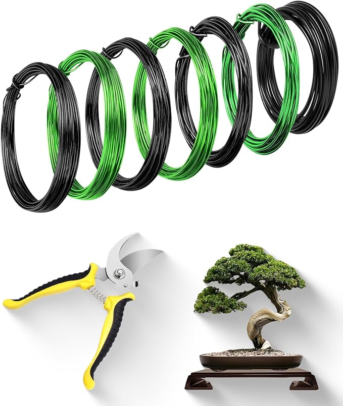 Bonsai Wire Kit 8Pcs, 7 Roll Aluminum Bonsai Training Wire Coils with Cutter Set -1/1.5/2.0/3.0mm Multiple Sizes Bonsai Accessories for Bonsai Trees Branch Control Plant Shaping