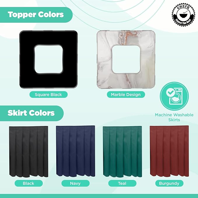 Square Black Trash Can Topper Cover With Solid Pleated Skirt | Designed to Fit 32-35 Gallon Trash Cans | Elegant Party Supplies for Weddings, Banquets, Birthday Parties & More (Black Top Maroon Skirt)