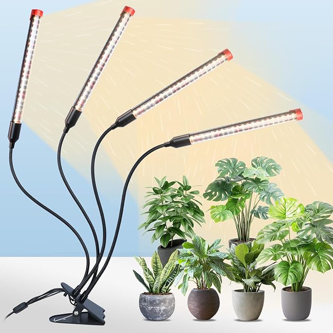 GameChanger! 36W, NOT 15W, 4Head Strong Clip Grow Lights for Indoor Plants with Timer, Best Gift for Plants Lover, LED Plant Growing Lamp for Houseplants, Bonsai, Seed Starting, Seedlings, VEG, Flower