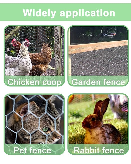 Garden Poultry Chicken Wire Netting - 24 '' × 150 ' Garden Fence Animal Barrier, Chicken Wire for Crafts, 1 inch Mesh Poultry Netting Fence, Pet/Rabbit/Chicken Wire Fencing