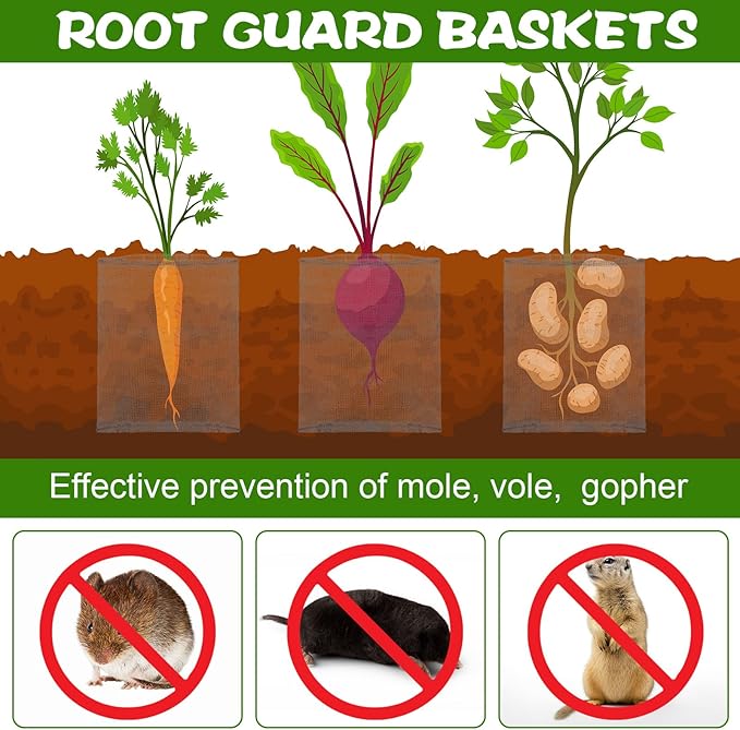 30 Pcs 3 Gallon Gopher and Vole Wire Mesh Basket Bulk Stainless Steel Plant Root Protector Gopher Cages for Garden Planting Underground Plant Protection