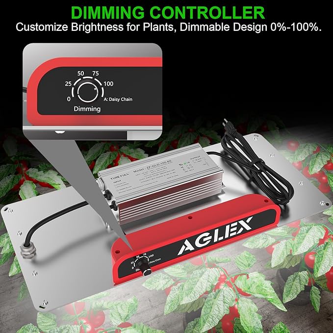 AGLEX K1000 LED Grow Light, Grow Light with Daisy Chain & Dimmable, Full Spectrum Plant Grow Lights for Hydroponic Indoor Plants Seeding