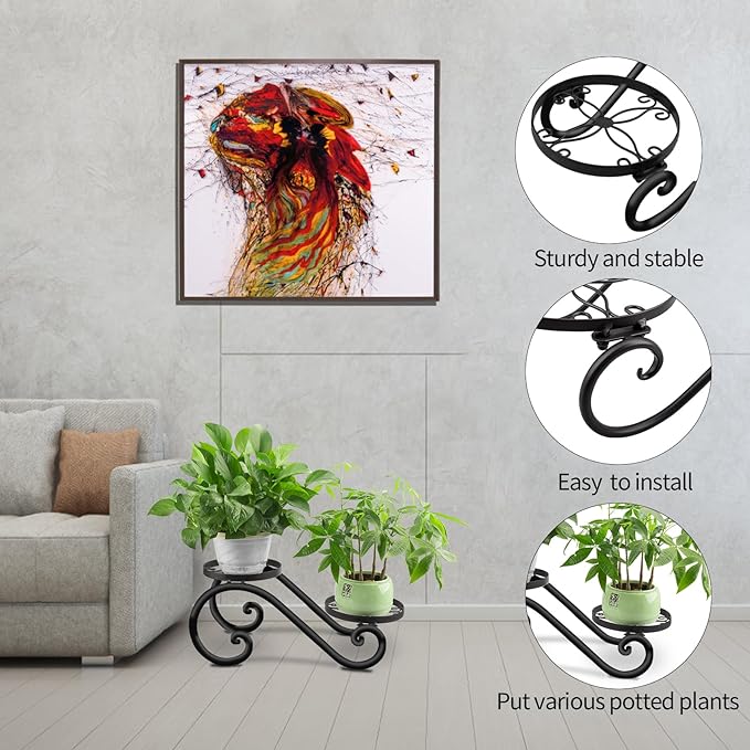 HLC Metal Plant Stand Flower Pot Holder Indoor Outdoor Plant Display Shelf Rack for Garden