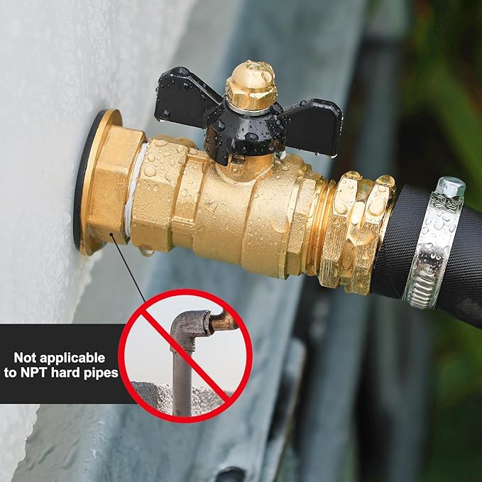 Full Flow Garden Hose Shutoff Valve, Heavy Duty Brass Shutoff Valve Hose Connector, Outdoor 3/4 Inch GHT Tube End Fitting Switch （3/4"GHT valve Butterfly Handle）