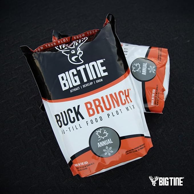 Big Tine Food Plot Mix, Deer Attractant, Buck Brunch, No-Till Food Plot Mix, 4 lbs Bag, Great for Remote Plots, Fast Growing, Shade Tolerant