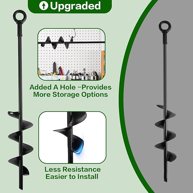 18-Inch Ground Anchors Screw in Heavy Duty, 4 Pack Shed Anchor Kit with Wrenches and Straps, High Wind Trampoline Anchors & Stakes for Swing Sets, Camping Tent, Carport, Plants, Mobile Home