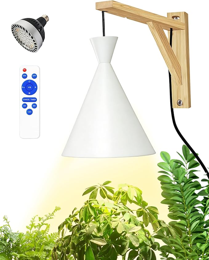 Arikashi Hanging Grow Light, LED Growing Light Full Spectrum for Indoor Plants，4/8/12H Timer, Height Adjustable Grow Lamp for Large Plants