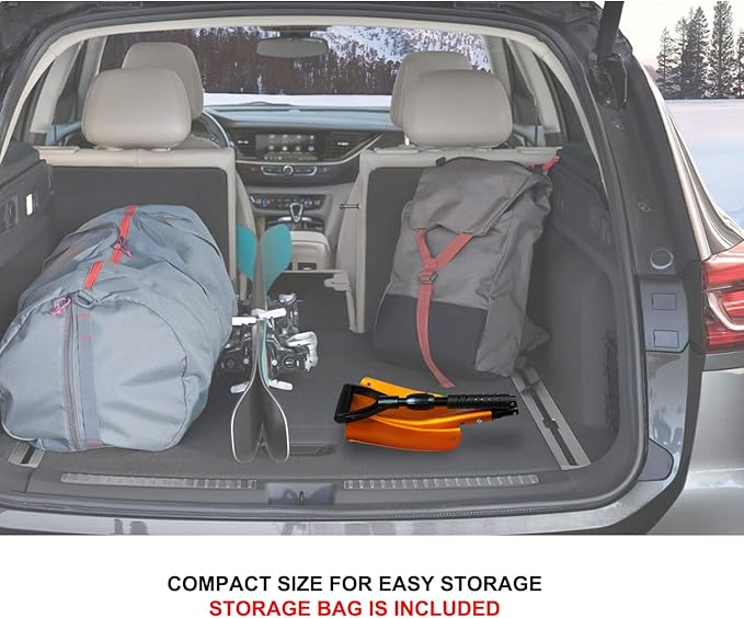 GEARFLAG Collapsible Folding Aluminum Compact Snow Shovel 39" - Snow Removal in Winter, Emergency Kit for Vehicle, Car, Van, SUV, Truck, Snowmobile, Gardening (Orange)