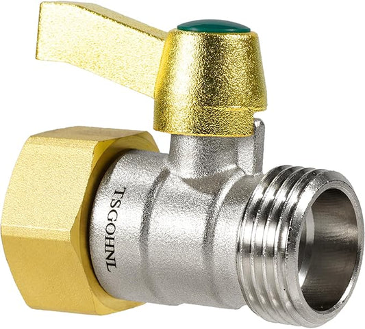 2-pack Garden Hose Connector with Shut Off Valve, Heavy Duty Brass Water Hose Parts 3/4 Inlet and Outlet Thread, Hose Adapter with Individual Straight Single Pass Ball Valve