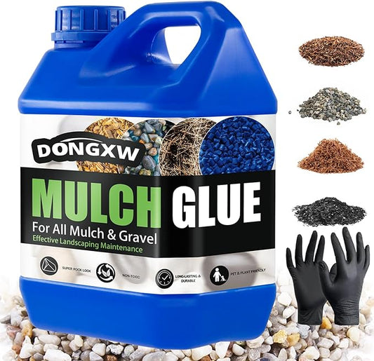 Rock Glue for Landscaping, Easy Hold Mulch Glue for Landscaping, Lockdown Sticky Rock Glues Landscape Stone Glues Strong Mulch Binder, Fast Drying Concentrate Gravel Binder - 64oz