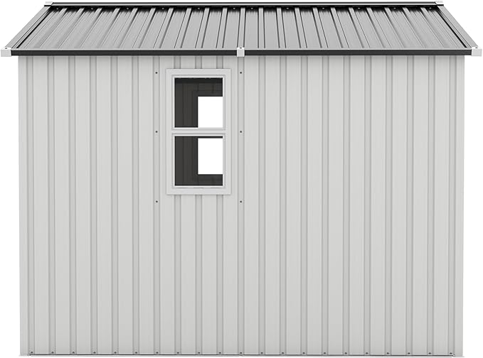 8x8 SF Outdoor Storage Shed,Metal Shed with Lockable Doors & 4 Daylight Windows,Garden Tool Shed w/Air Vents & Sloped Roof, Ideal for Backyard,Patio,Lawn,White