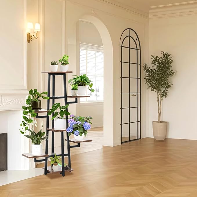 Plant Stand with Grow Light, Plant Shelf with Grow Light, 8-Tiered Metal Plsnt Shelf with Full-Spectrum Grow Lights and 4 Wheels for Multiple Indoor Plants (47.5 Inch High)