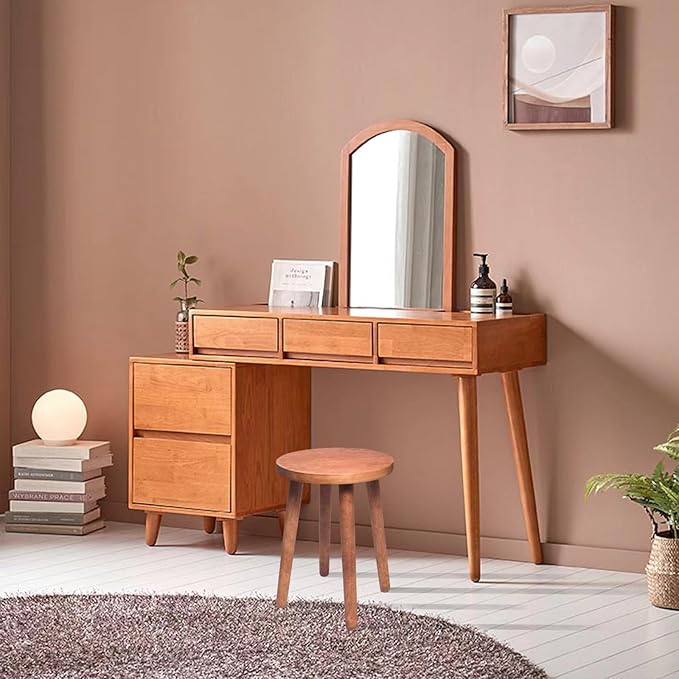 Plant Stand Stools Chair Dressing Wooden Stool Stool Kitchen Bar Stool Side Wood Table Round Wooden Sandal Wood for Bedroom Living Room Dining Table Dining Room Bar (Walnut Color)