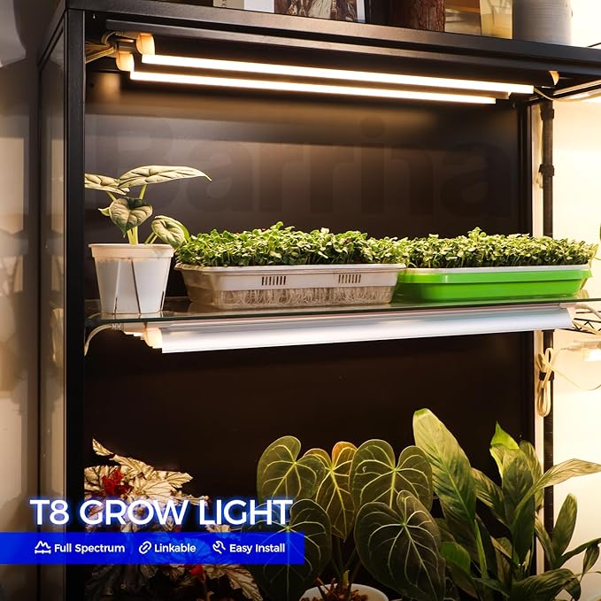Barrina T8 Plant Light, 144W(6 x 24W), 800W Equivalent, 2FT Super Bright, Full Spectrum, led Grow Light, Integrated Growing Lamp Fixture, for Indoor Plants, 6-Pack