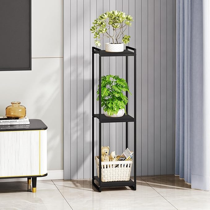 3-Tier Plant Stand Indoor, 45" Tall Modern Plant Shelf Corner Flower Pot Holder Organizer for Living Room Balcony Garden, Black