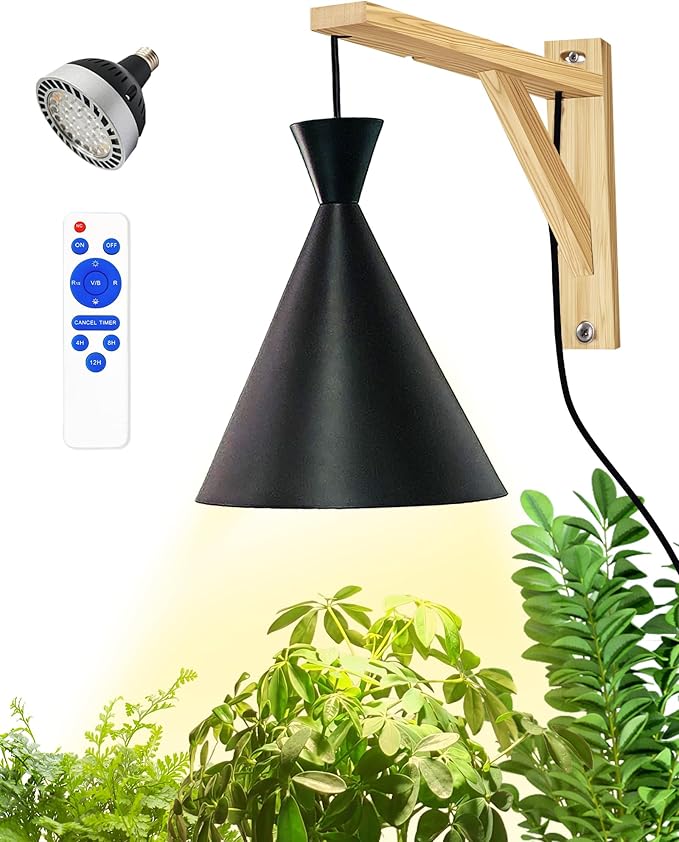 Arikashi Hanging Grow Light, LED Growing Light Full Spectrum for Indoor Plants，4/8/12H Timer, Height Adjustable Grow Lamp for Large Plants