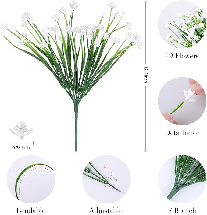 AGIRL 12 Bundles Artificial Flowers for Outdoor,No Fade Fake Plastic Flowers Faux Plants for Decoration Hanging Planters Indoor Outside Garden Porch Window Box Home Wedding Farmhouse