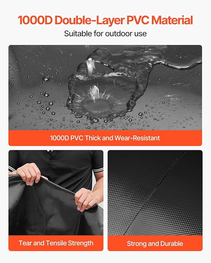 VEVOR Water Storage Bladder, 63.4 Gallon (240L) Water Storage Container Tank, 1000D PVC Large Capacity Soft Bag Bladder, Collapsible Portable for Garden Irrigation, Camping, RVs, Emergency Use - Black