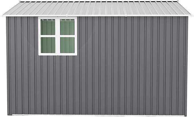 10x12 FT Outdoor Storage Shed,Extra Large Metal Garden Tool Shed with Lockable Doors,Windows & Air Vents,Dual-Zone Design Outside Steel Tiny House for Backyard, Patio Lawn,Dark Gray