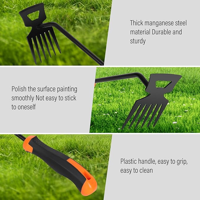 Weed Remover Tool,Portable Garden Weeder Tool,2024 New Manganese Steel Weeding Tools,for Hand Weeder for Vegetable Gardening Backyard Farm Planting & Uprooting Weeding Tool (Rubber 6-Tooth)