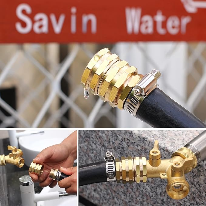 Garden Hose Connector Adapter,3/4" GHT Double female Connectors, Brass Repair Fittings with Dual Swivel for female to female Adapter (10 Pack)