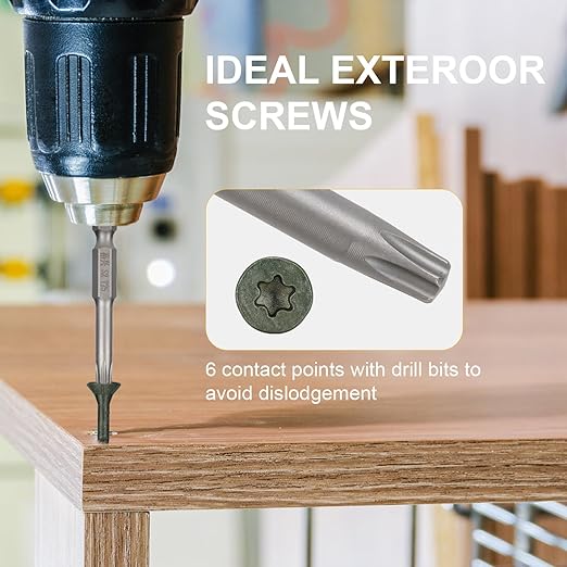 Wood Screws #8 x 1-1/4’’, T25 Star Torx Drive Flat Head Deck Screws, Green, 194Pcs (1lb)