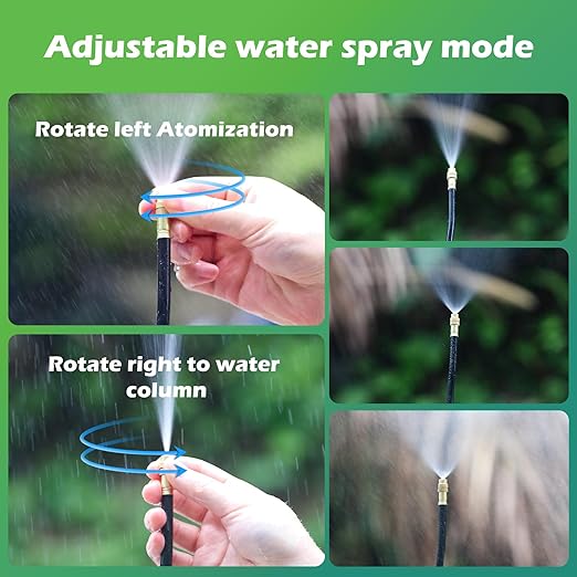 Drip Irrigation System 30 FT with 10 Nozzles, 360° Adjustable Bendable Garden Watering Misting System for Greenhouse, Yard, Lawn, Plant, Garden, 0.3 inch Hose