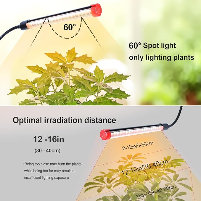 6Head Grow Lights for Indoor Plants, Seed Starting, Vegetables, Bonsai with Tripod Stand and Auto On/Off Timer 4/8/12H, 54W Power Full Spectrum Standing LED Plant Growing Lamps, 360° Gooseneck