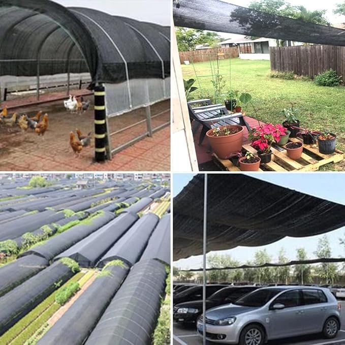 4 * 10 FT Black Shade Cloth for Patio, 90% Mesh Tarp Sun Shade Cloth with Grommets, Sun Protection Sail for Garden Greenhouse Pergola Barns Kennel Patio Outdoor Neting Cover
