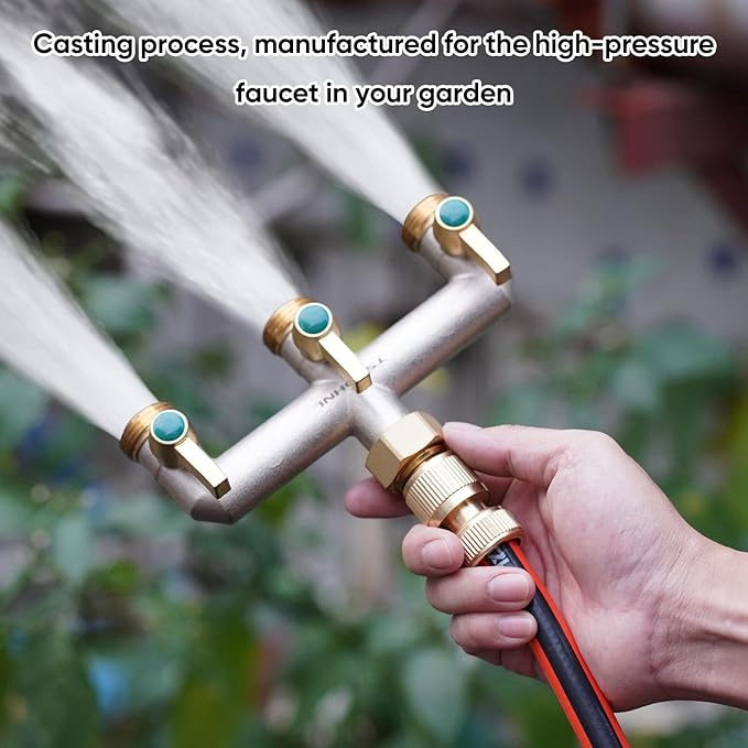 3/4 Inch Garden Hose splitter,Designed for installing multiple irrigation system timers,Suitable for high water pressure faucet manifolds - Freeze and rust resistant Full Flow 3 way valves