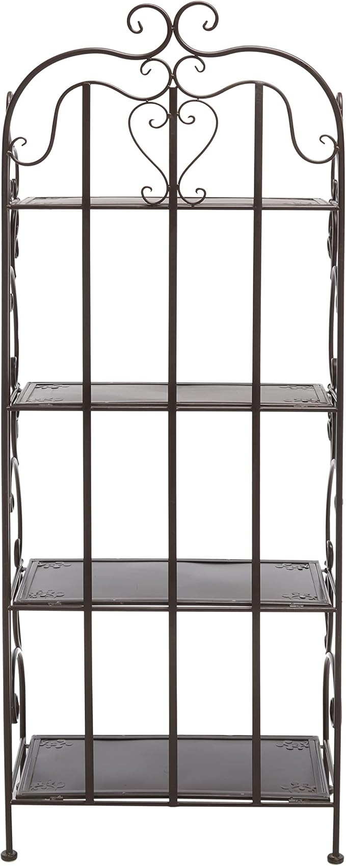 SAFAVIEH Outdoor Collection Tyrique Victorian Rustic Brown Wrought Iron 4-Tier Shelf Unit