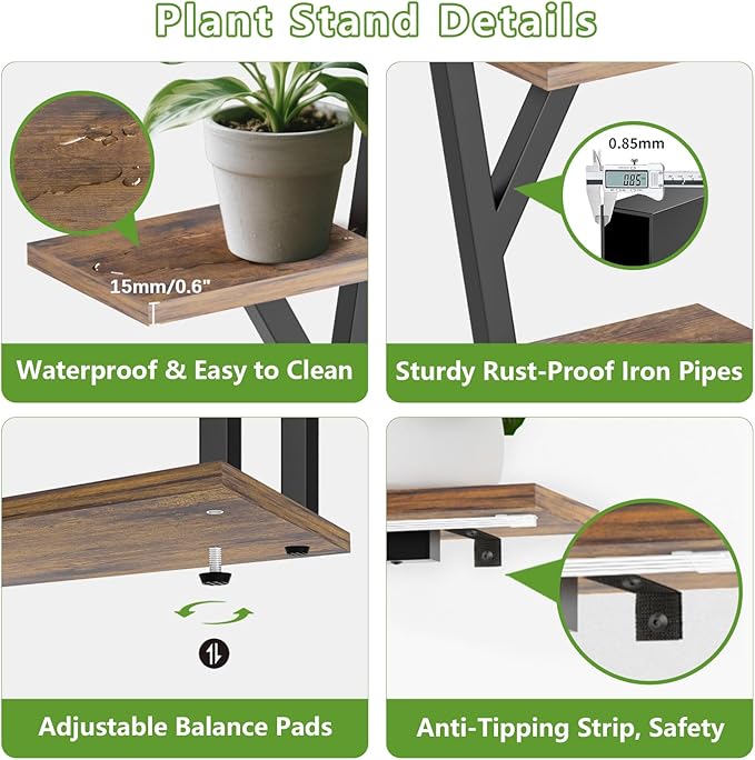 Plant Stand Indoor with Grow Lights - 10 Tiered Plant Shelf with 2 Removable Drawers, 65" Tall Plant Shelf with Grow Light Holds 13 Pot Plants, Christmas Tree Shaped Plant Stand for Home, Living Room