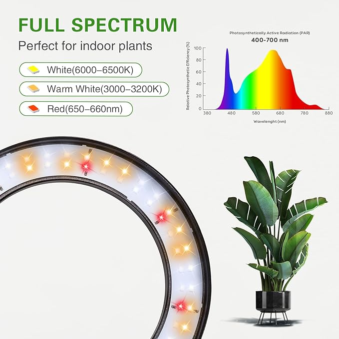 Full Spectrum Grow Light with Stand for Indoor Plants, Floor Plant Light, 3/9/12H Timer, 3 Color Modes, Adjustable Height 16.5–68in, for Large Plants & Home Décor(2 Heads)