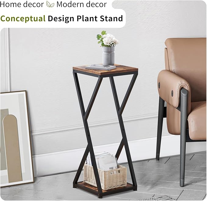 2-Tier Tall Plant Stand Indoor, Corner Plant Stands for Indoor Plants Multiple, Small End Table for Living Room, Corner Side Table for Home Decor