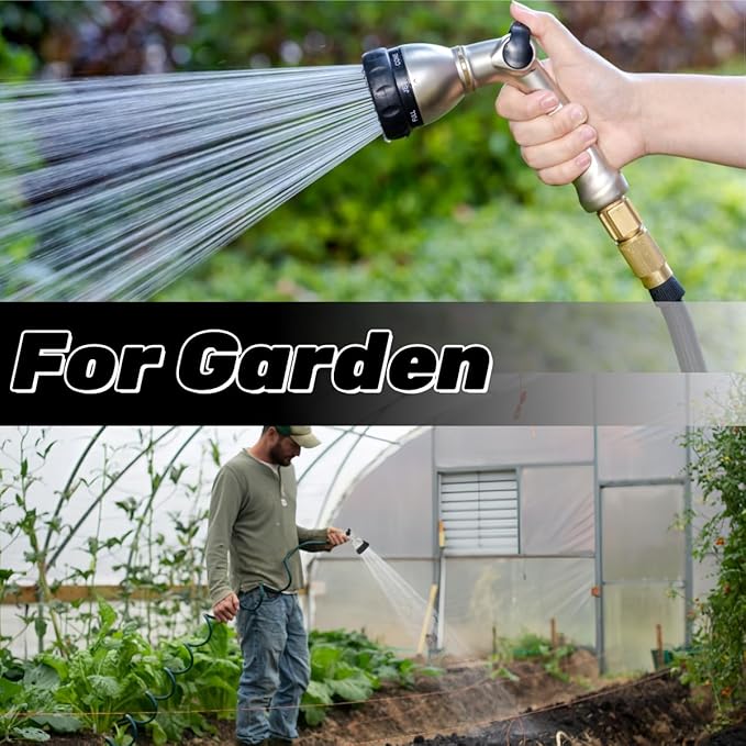 V.C Formark Heavy Duty Metal Garden Hose Nozzle,Thumb Control with 8 Patterns (Jet, Mist, Shower, Soaker),High Pressure & Anti-Leak for Lawn, Plant Watering, Car Washing, Pet Bathing,Window Cleaning