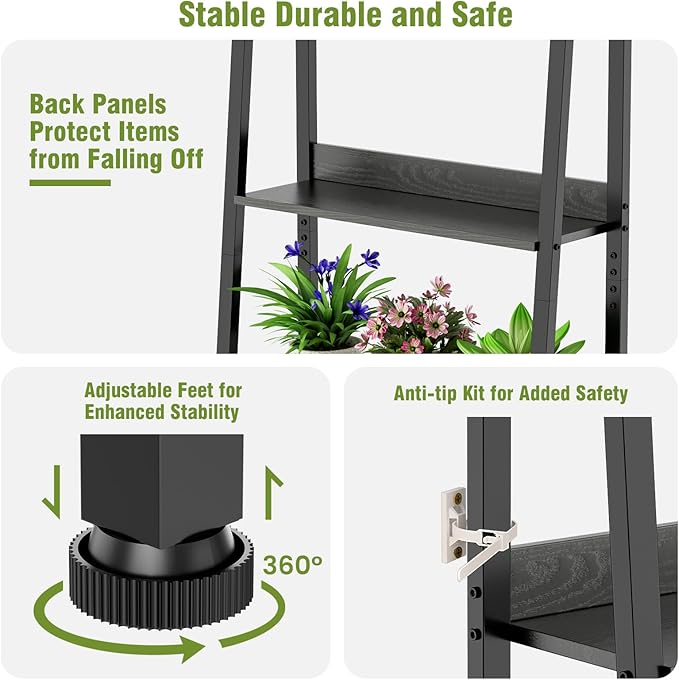 Large Plant Stand Indoor with Grow Lights & Storage Drawer, 63" Extra Wide Wood & Heavy Duty Metal 5 Tiered Plant Shelf, Sturdy Safety for Multiple Plants in Living Room Bedroom Patio Balcony