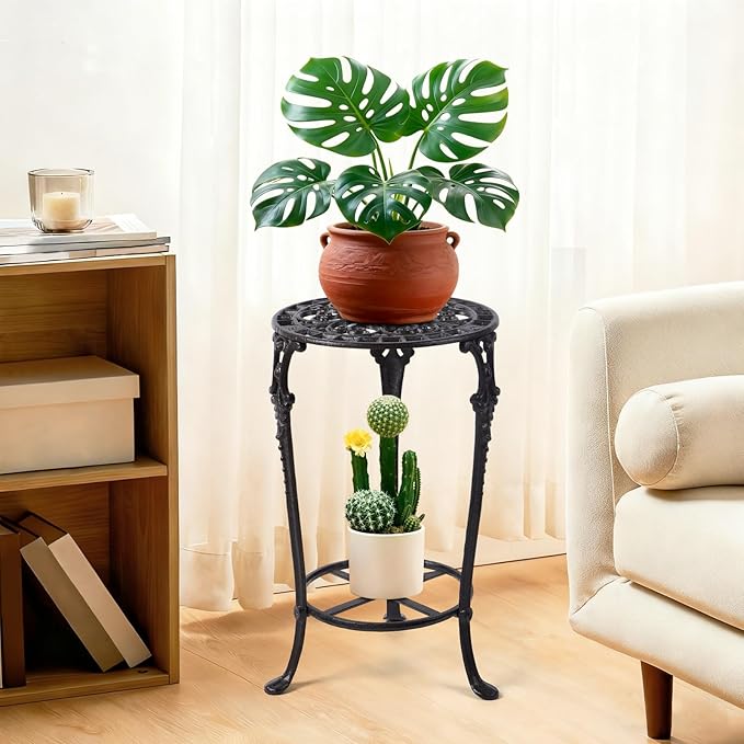 Notakia Large Plant Stand Indoor Outdoor Clearance Heavy Duty Cast Iron Plant Table for Patio & Garden, Tall Vintage Decorative Metal Plant Rack, Wrought Iron Flower Pot Holder for Home Garden Porch Yard