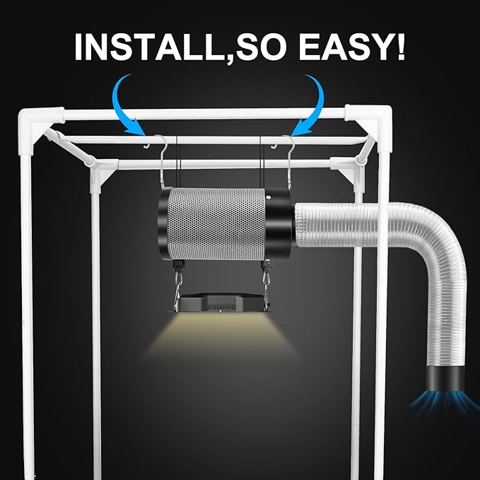 MELONFARM Air Filtration Kit 6", Built-in 14cm Fan Low Nois Carbon Filter with 12-Speed Controller, 8' Ducting, Cooling & Ventilation System for Grow Tents, Indoor Gardening, Hydroponics 6“x13.4