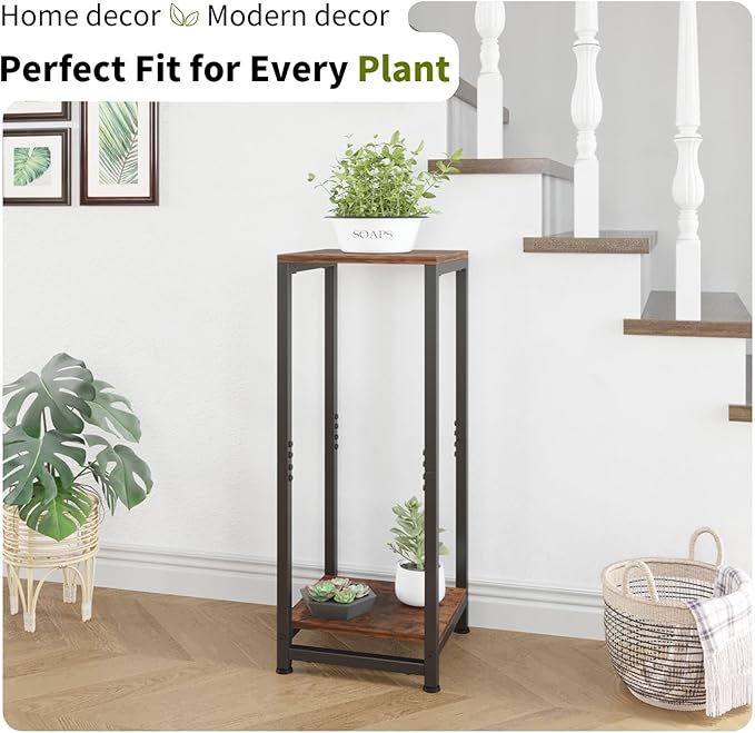 2-Tier Tall Plant Stand Indoor, Corner Plant Stands for Indoor Plants Multiple, Multi-Functional Small Side Table for Living Room, Bedroom, Balcony