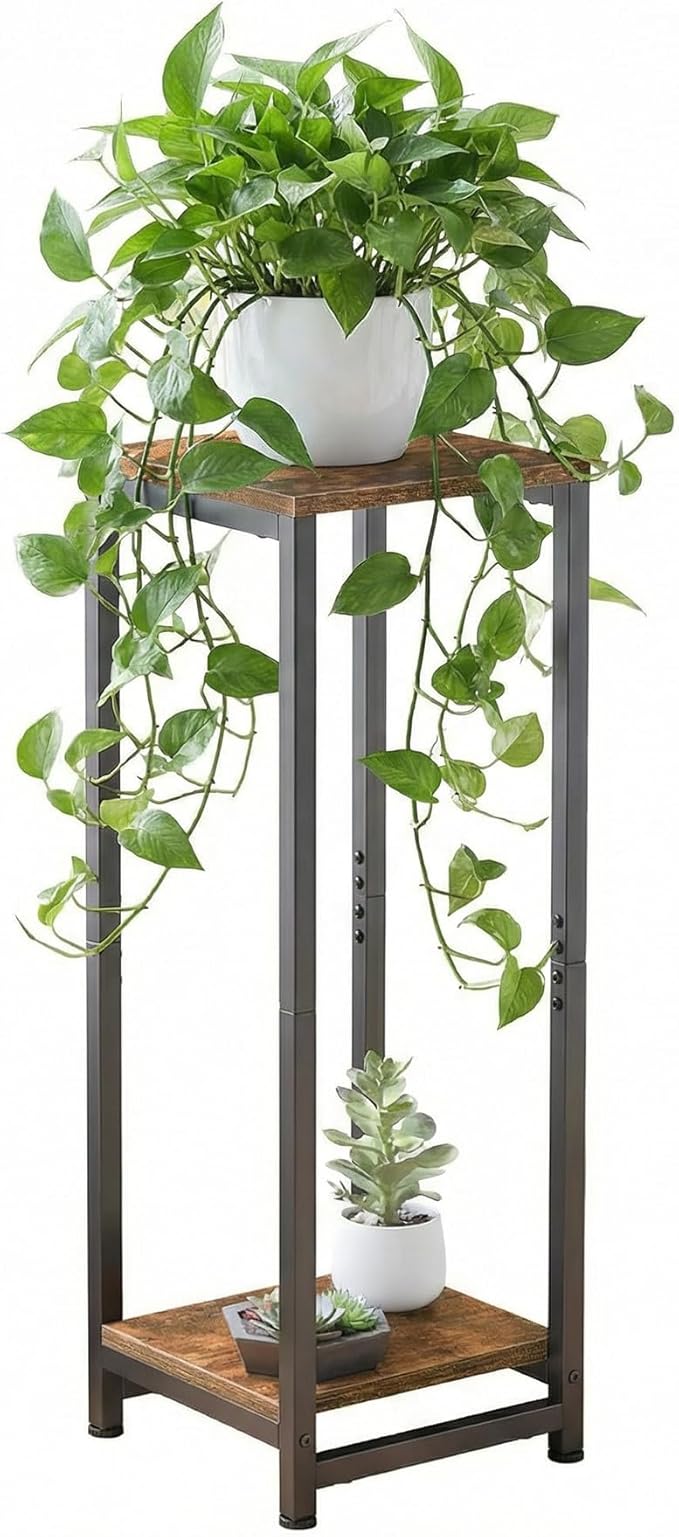 2-Tier Tall Plant Stand Indoor, Corner Plant Stands for Indoor Plants Multiple, Multi-Functional Small Side Table for Living Room, Bedroom, Balcony