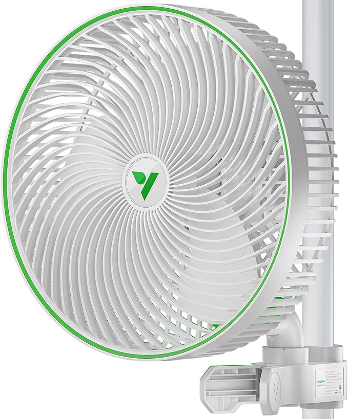 VIVOSUN AeroWave E9 Grow Tent Fan, 9" Oscillating Clip Fan with EC Motor, WiFi-Controllable US Patented Auto Circulation Tent Fan, IP54 Weatherproof, Strong Airflow & Quiet for Hydroponic Ventilation