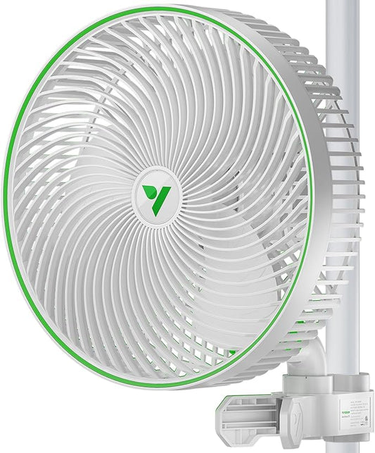 VIVOSUN AeroWave E9 Grow Tent Fan, 9" Oscillating Clip Fan with EC Motor, WiFi-Controllable US Patented Auto Circulation Tent Fan, IP54 Weatherproof, Strong Airflow & Quiet for Hydroponic Ventilation