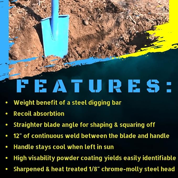 Heavy-Duty All-Steel Sharpshooter Shovel - Weighted Long Handle and Hardened/Heat-Sharpened Chromoly 15 Inch Head