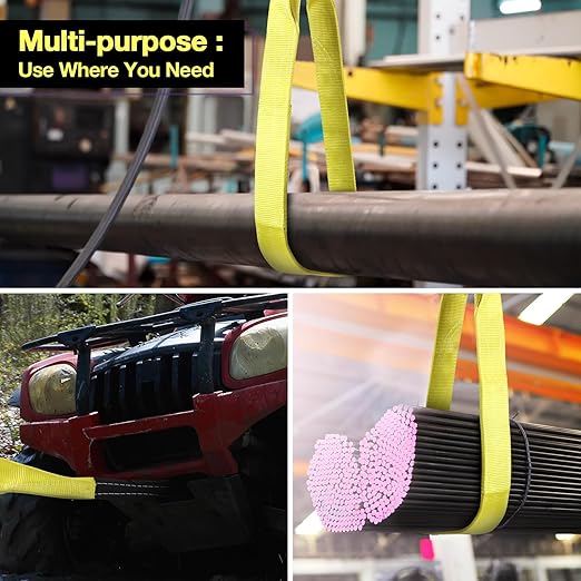Lift Sling Straps,3" x 10' 2-Ply Heavy Duty Flat Eye Lift Sling,Flat Eye Polyester Lifting Straps Not Nylon Tree Saver Recovery Strap Web Rigging Securing Moving Tow Hoisting Gear Strap 18000lb