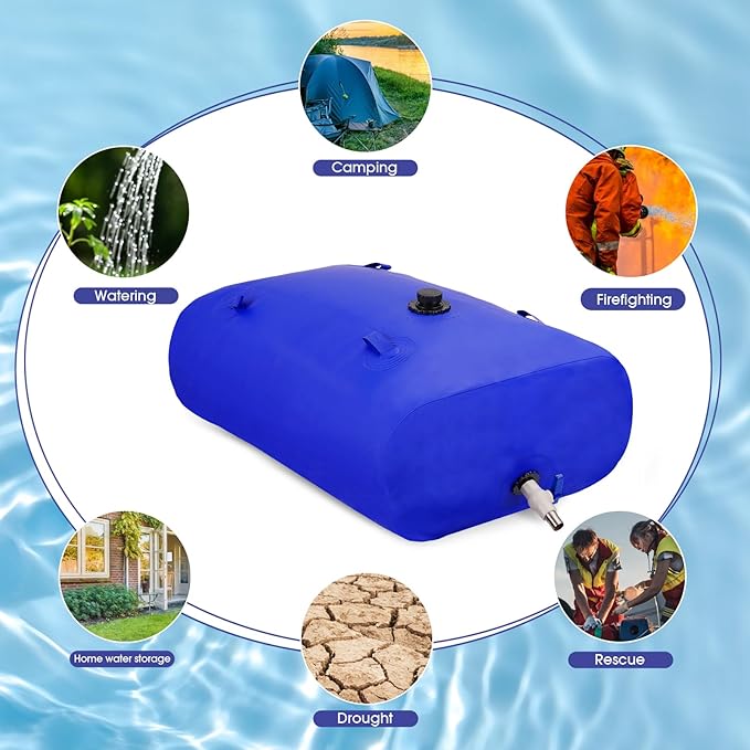 110L/29gal Foldable Water Bladder Storage Container - Large Capacity Soft Water Bag for Drought Resistance, Fire Prevention, and Emergency Water