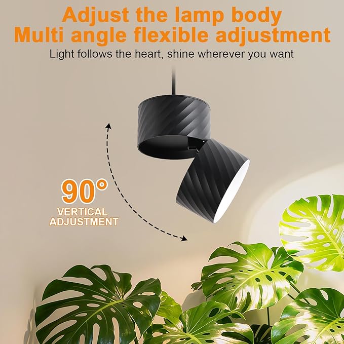 Hanging Indoor Plant Growth lamp, 20W Full Spectrum, Adjustable Angle Plant lamp, Suitable for Indoor Foliage Plant Auxiliary Lighting, Meat Quality, Flowers, 2700k-6500K (Black)