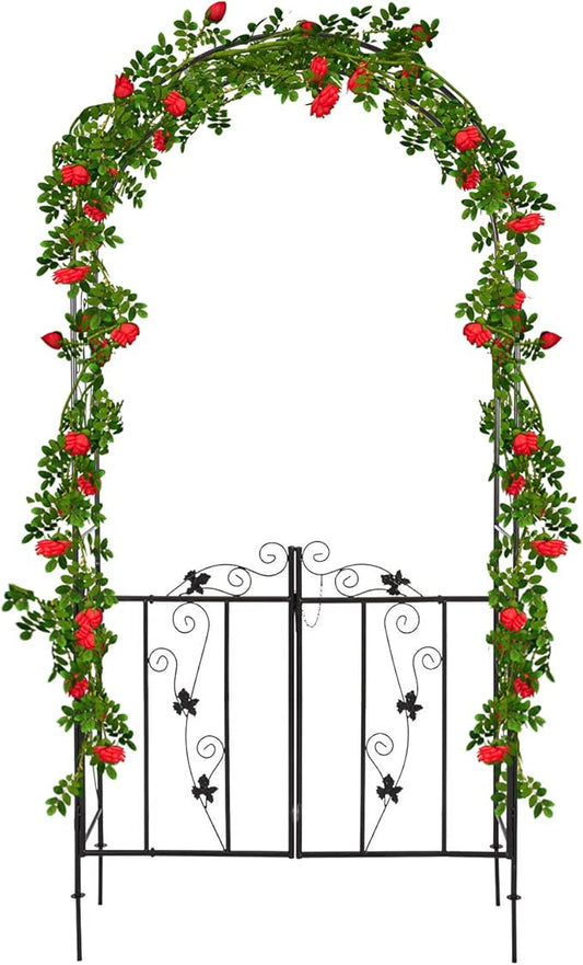 Kintness Garden Arch Arbor with Gate Trellis Arbour Archway for Climbing Plants Outdoor Garden Lawn Backyard …