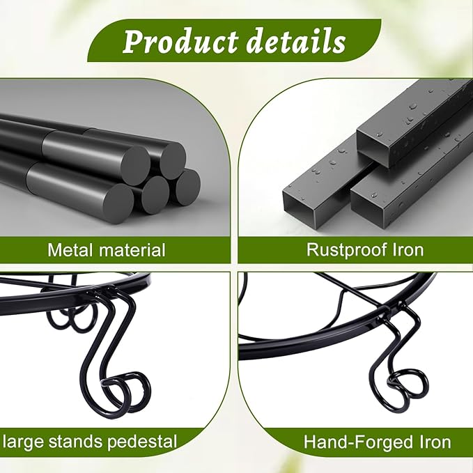 1/2/4 Pack 10/12 Inch Heavy Duty Iron Plant Stands - Rustproof Metal Flower Pot Holder for Indoor Outdoor Use, Round Wrought Iron Planter Stand for Corner Gardening, Patio, Balcony Decor- Black (12IN2PCS)