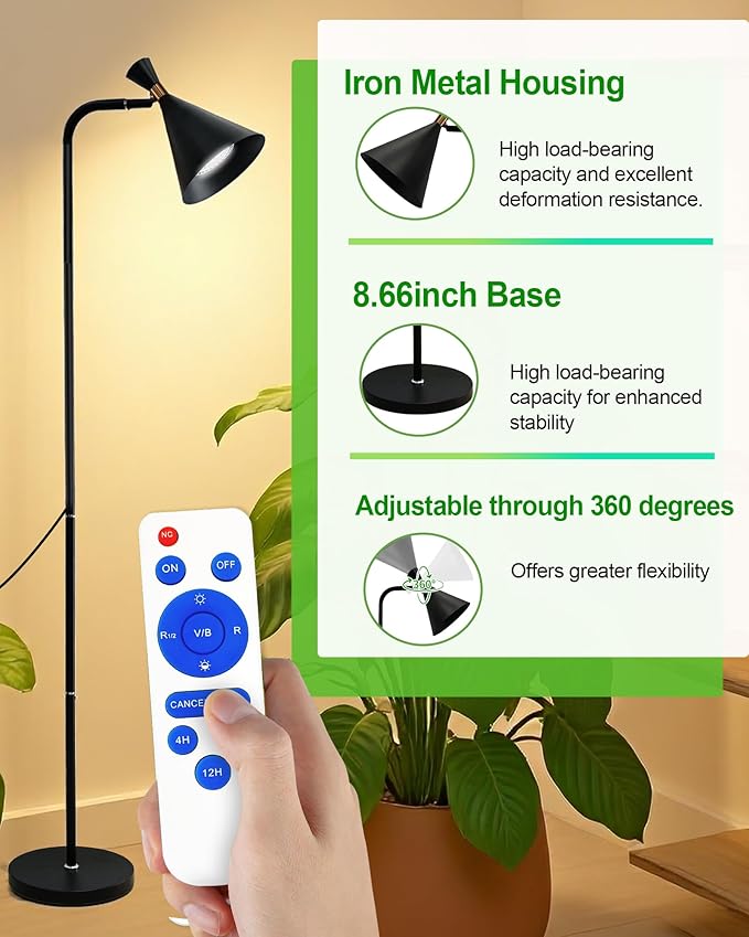 Standing Plant Grow Light, LED Growing Light Full Spectrum for Indoor Plants，4/8/12H Timer, Flow Grow Light for Tall Large Indoor Plants